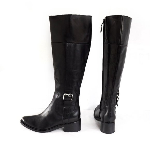 Cole Haan Black Leather Knee-High Boots - Picture 3 of 8